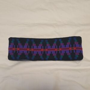 Vintage Top Notch Knits Headband, 100% Wool, Fleece Lined, Vibrant Geometric